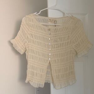 VRG GRL Cream Button-Up Top